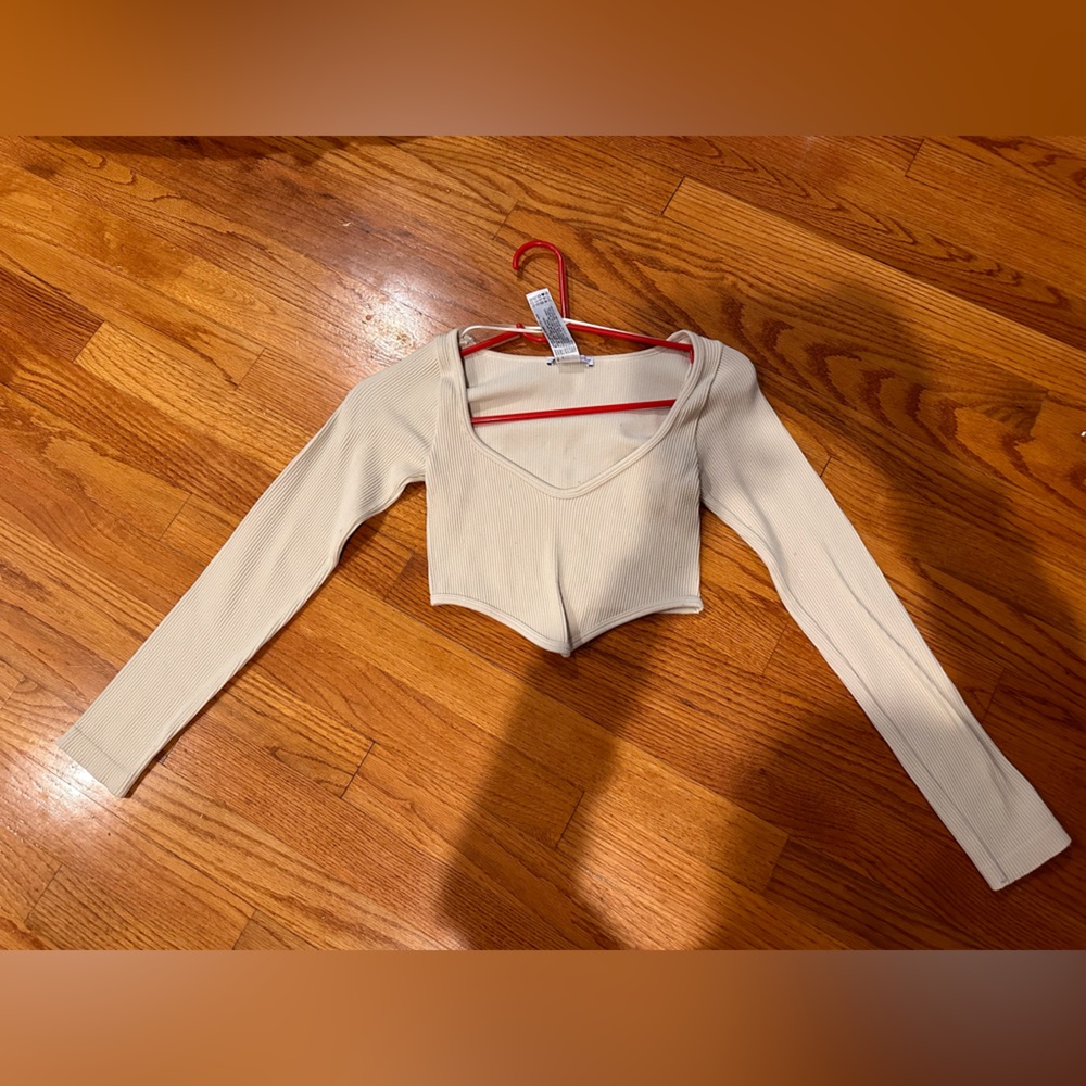 Zara Long Sleeve Crop Top Off Shoulder